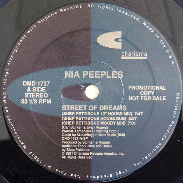 Nia Peeples : Street Of Dreams (12", Promo)