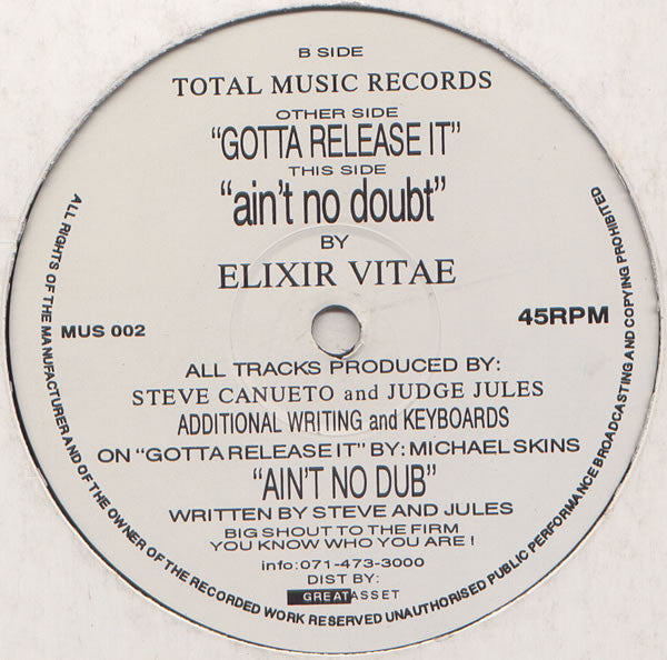 Elixir Vitae : Gotta Release It (12")