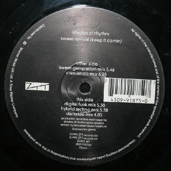 Shades Of Rhythm : Sweet Revival (Keep It Comin) (12")