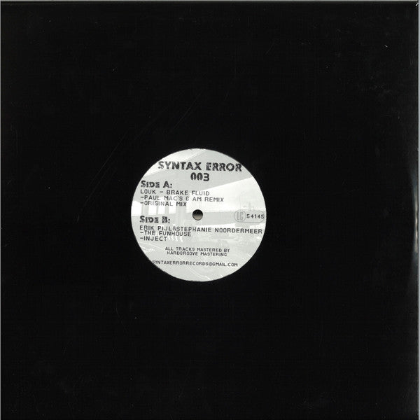 Various : Syntax Error 003 (inc. Paul Mac Remix) (12", EP)