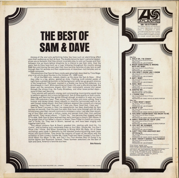 Sam & Dave : The Best Of Sam & Dave (LP, Album, Comp)