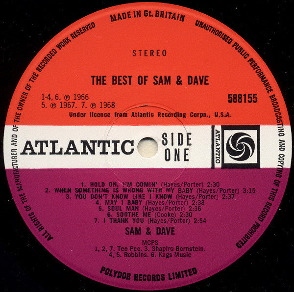 Sam & Dave : The Best Of Sam & Dave (LP, Album, Comp)