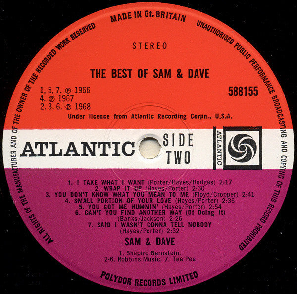 Sam & Dave : The Best Of Sam & Dave (LP, Album, Comp)