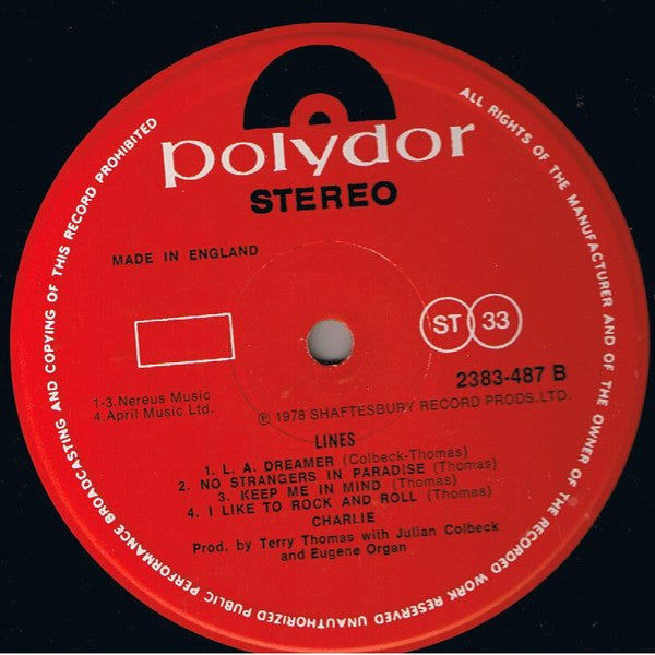 Charlie (5) : Lines (LP, Album)