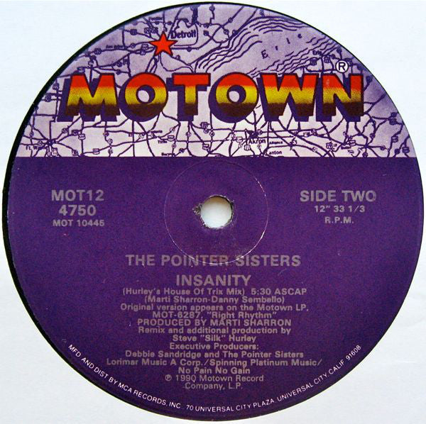 Pointer Sisters : Insanity (12", Single)