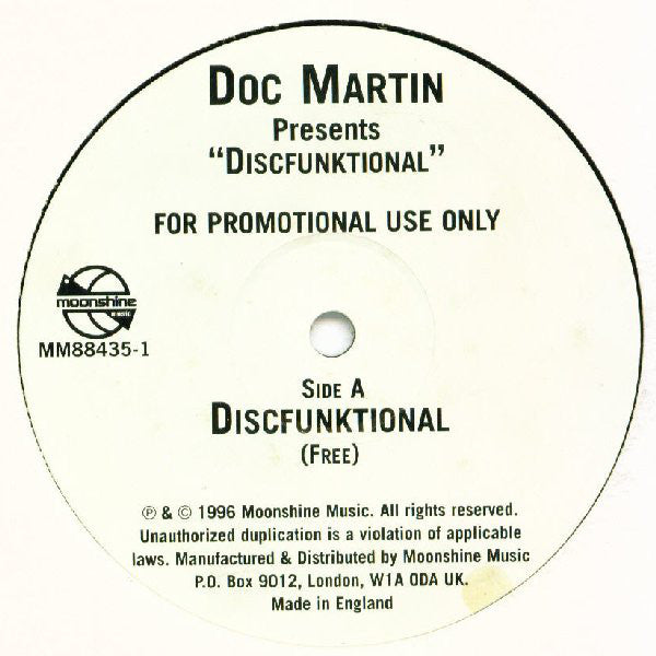 Doc Martin Presents Discfunktional & BlakDoktor : Free / Lunatix (12", Promo)