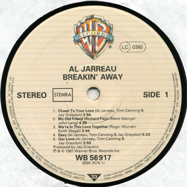 Al Jarreau : Breakin' Away (LP, Album)