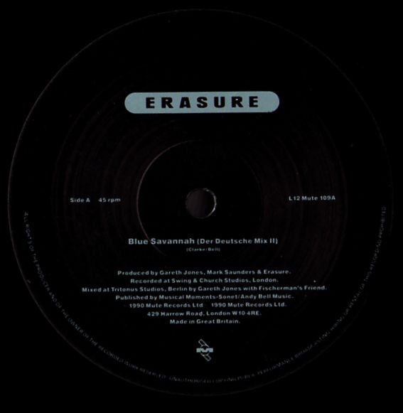 Erasure : Blue Savannah (12", Single, Emb)