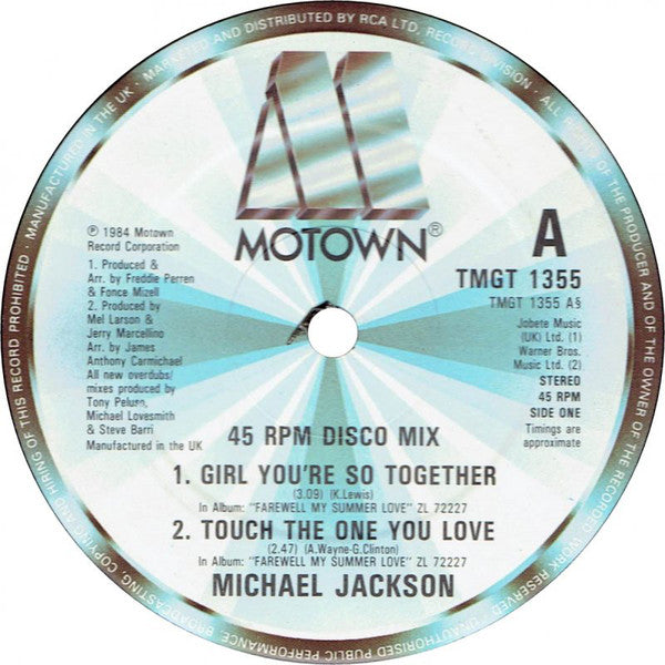 Michael Jackson : Girl You're So Together (12")
