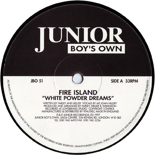 Fire Island : White Powder Dreams (12", Single)