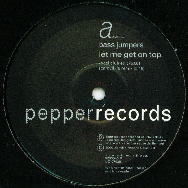 Bass Jumpers : Let Me Get On Top (12", Promo)