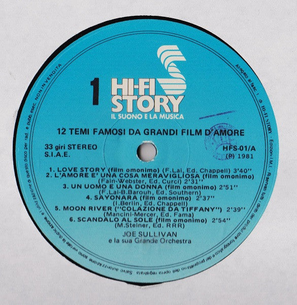 Joe Sullivan E La Sua Grande Orchestra : 12 Temi Famosi Da Grandi Film D'Amore (LP)