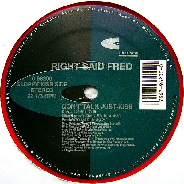 Right Said Fred : Don't Talk Just Kiss (12", Red)