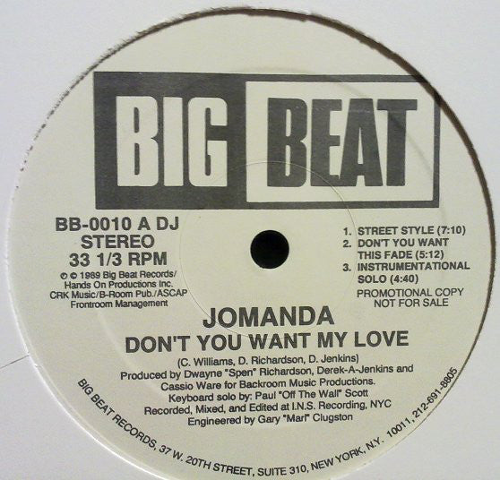 Jomanda : Don't You Want My Love (12", Promo)