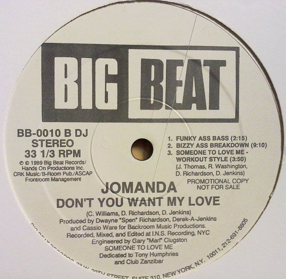 Jomanda : Don't You Want My Love (12", Promo)