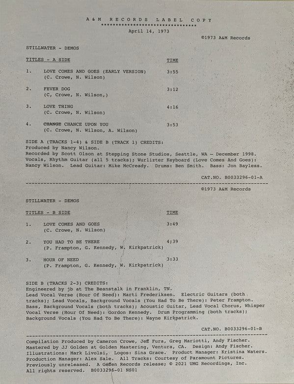 Stillwater : Demos (12", EP, RSD, Tra)