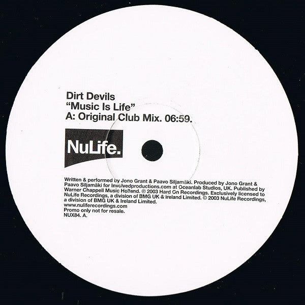 Dirt Devils : Music Is Life (12", Promo)