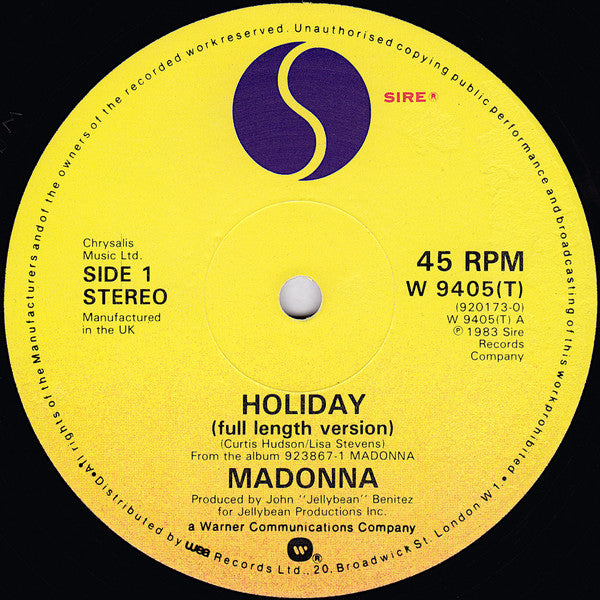 Madonna : Holiday (12", Single, RE, Chr)