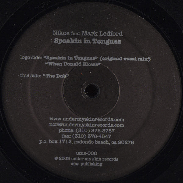 Nikos : Speaking In Tongues (12")