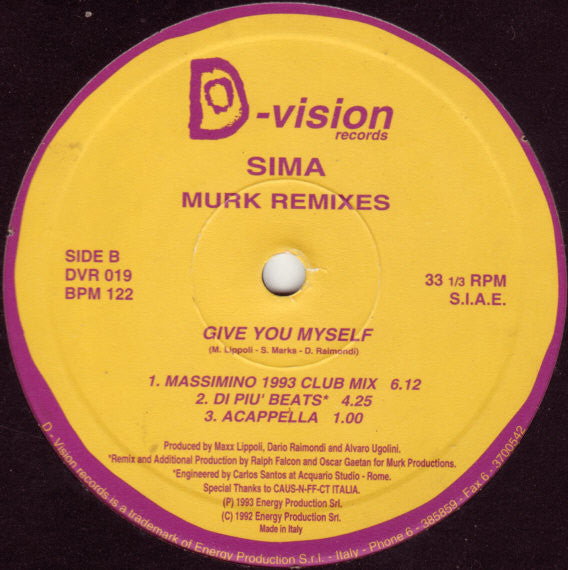 Sima : Give You Myself (Murk Remixes) (12")