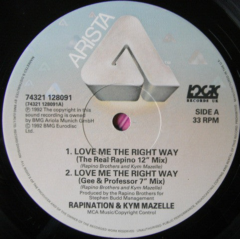 The Rapino Brothers & Kym Mazelle : Love Me The Right Way (12")