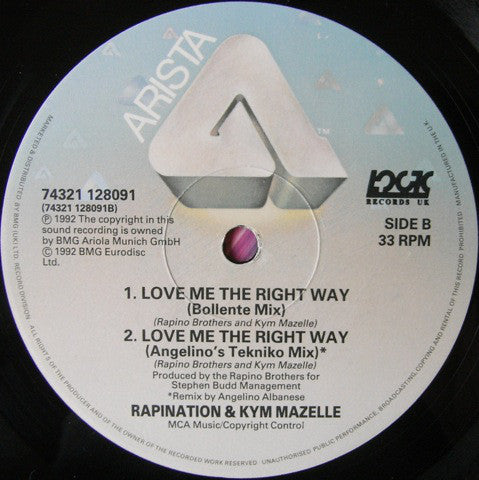 The Rapino Brothers & Kym Mazelle : Love Me The Right Way (12")