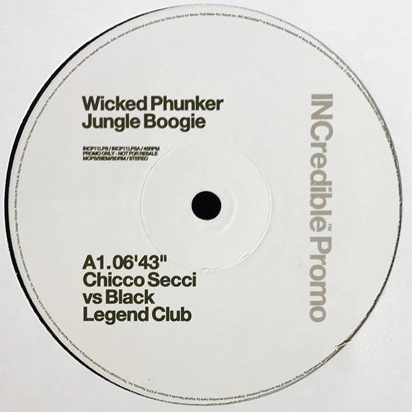 Wicked Phunker : Jungle Boogie (12", S/Sided, Promo)
