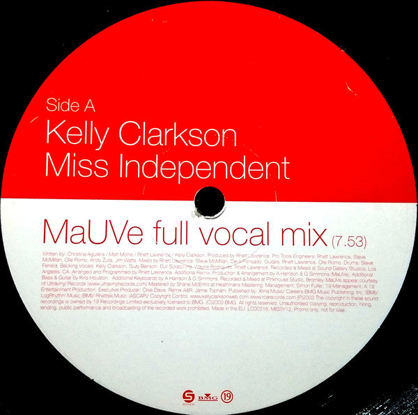 Kelly Clarkson : Miss Independent (MaUVe Mixes) (12", Promo)