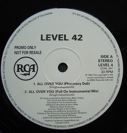 Level 42 : All Over You (2x12", Single, Promo)