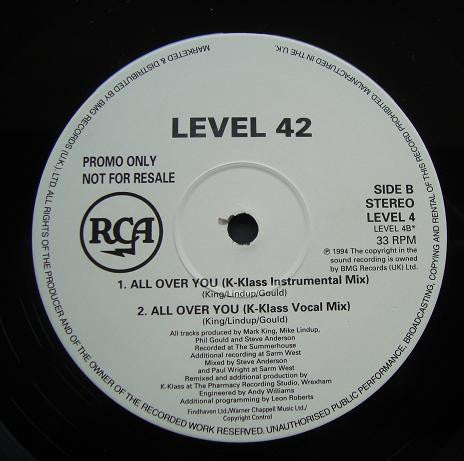 Level 42 : All Over You (2x12", Single, Promo)