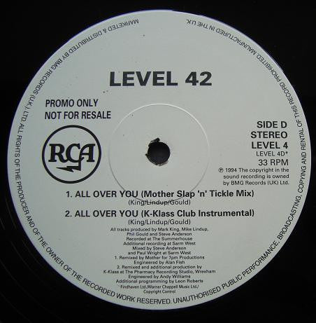 Level 42 : All Over You (2x12", Single, Promo)
