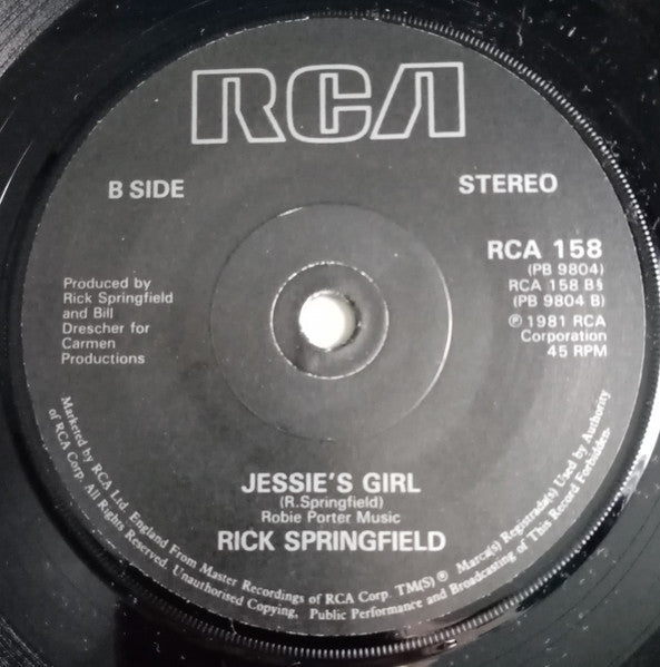 Rick Springfield : I've Done Everything For You (7", Single, MP)