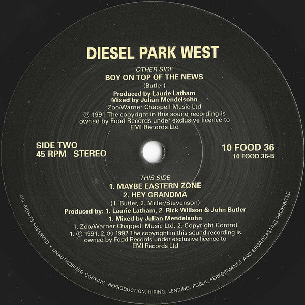 Diesel Park West : Boy On Top Of The News (10", Single, Ltd)