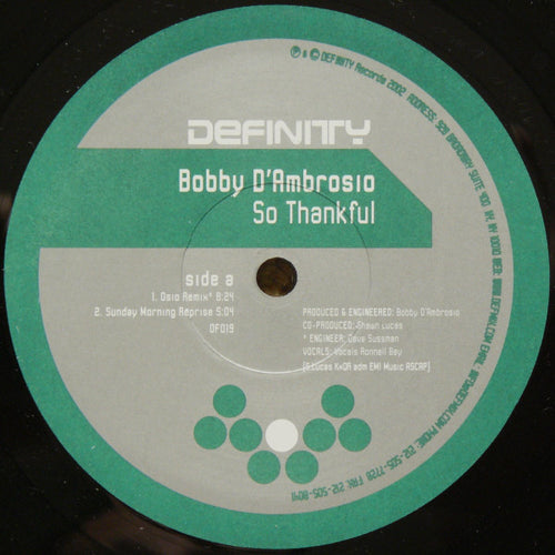 Bobby D'Ambrosio : So Thankful (12")