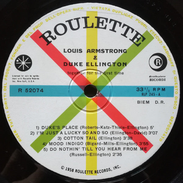 Louis Armstrong & Duke Ellington : Recording Together For The First Time (LP, Album, Gat)