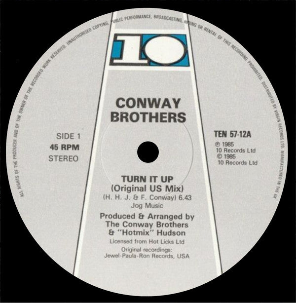 The Conway Brothers : Turn It Up (12", Single, Pic)