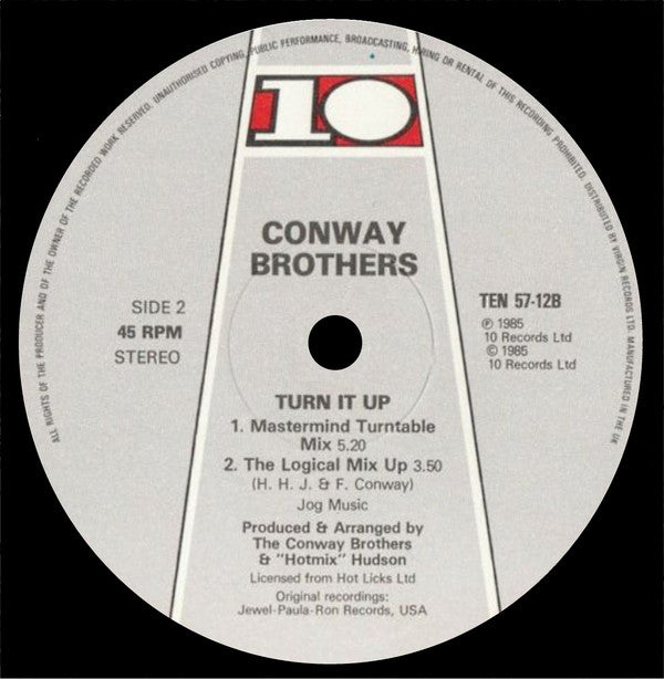 The Conway Brothers : Turn It Up (12", Single, Pic)