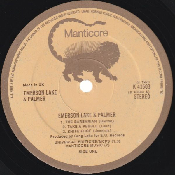Emerson, Lake & Palmer : Emerson, Lake & Palmer (LP, Album, RE)
