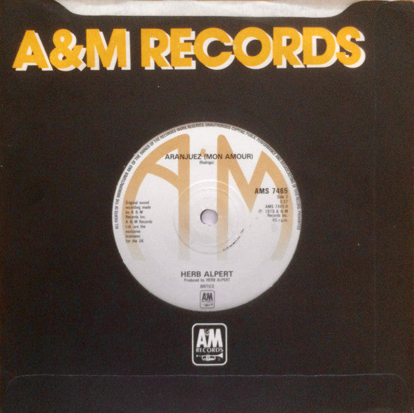 Herb Alpert : Rise (7", Single)