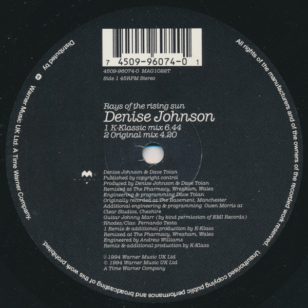 Denise Johnson : Rays Of The Rising Sun (12", Single)