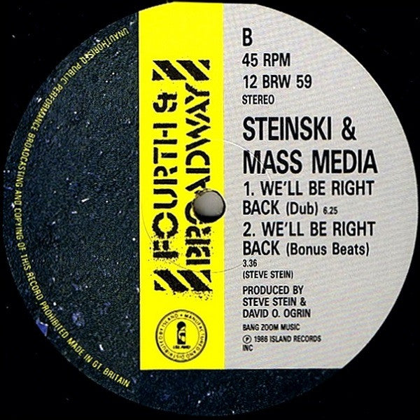 Steinski & Mass Media : We'll Be Right Back (12")