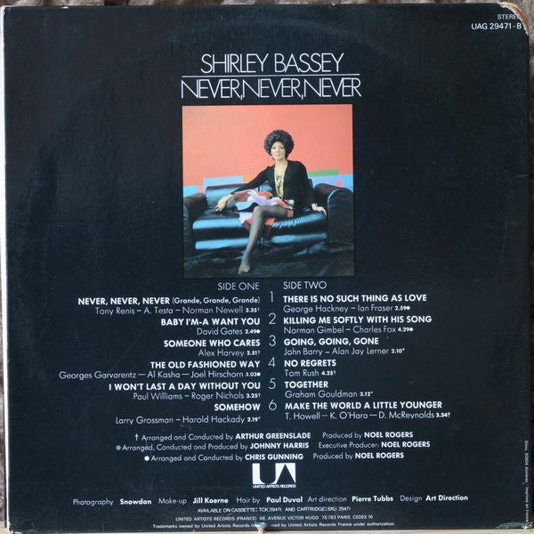 Shirley Bassey : Never Never Never (LP, Album, Gat)
