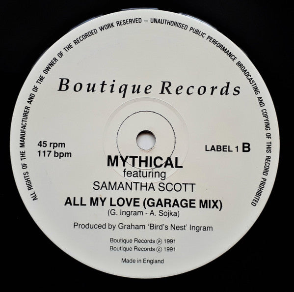 Mythical Featuring Samantha Scott : All My Love (12")