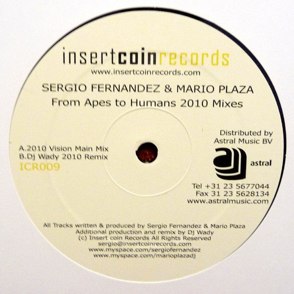 Sergio Fernandez & Mario Plaza : From Apes To Humans 2010 Remixes (12")