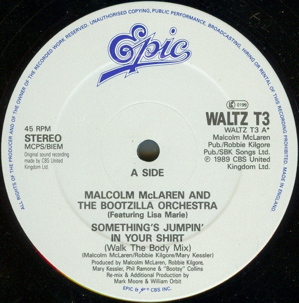 Lisa Marie With Malcolm McLaren And The Bootzilla Orchestra : Something's Jumpin' In Your Shirt (12", Single)