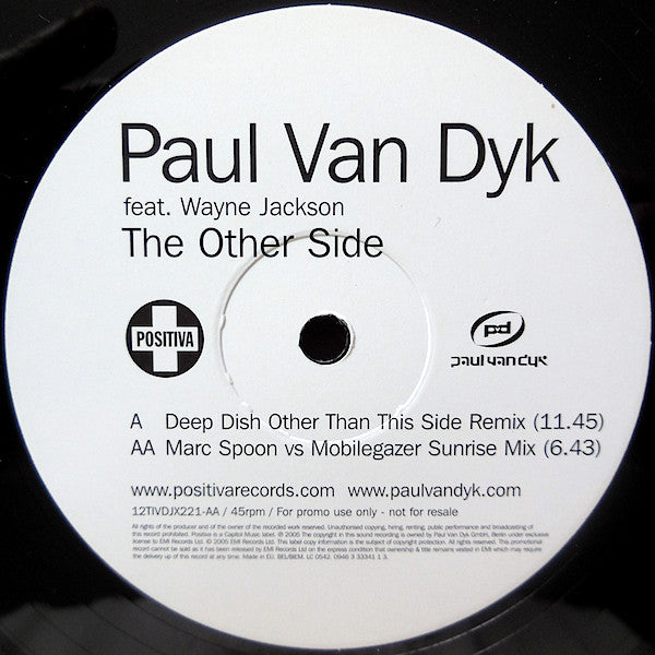 Paul Van Dyk Feat. Wayne Jackson (2) : The Other Side (12", Single, Promo)