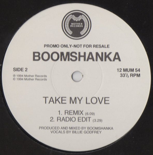 Boomshanka : Take My Love (12", Promo)