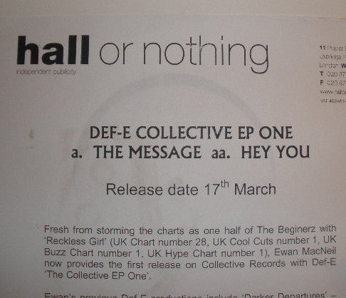 Def-E : Collective EP One (12", EP)