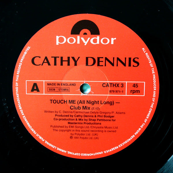 Cathy Dennis : Touch Me (All Night Long) (12", Single)