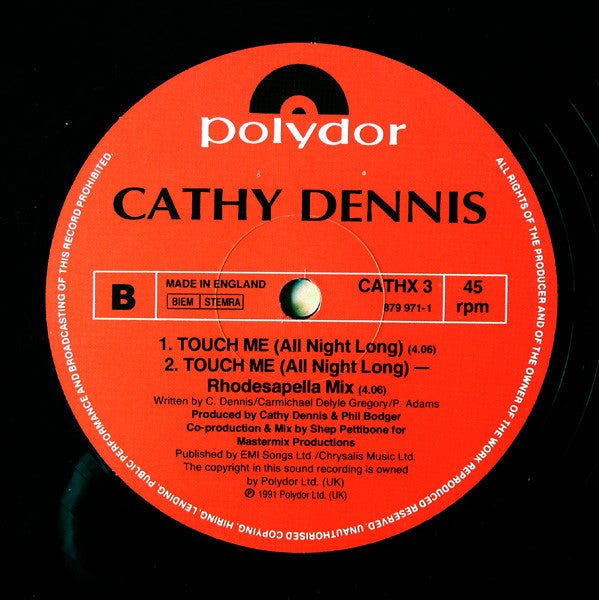 Cathy Dennis : Touch Me (All Night Long) (12", Single)